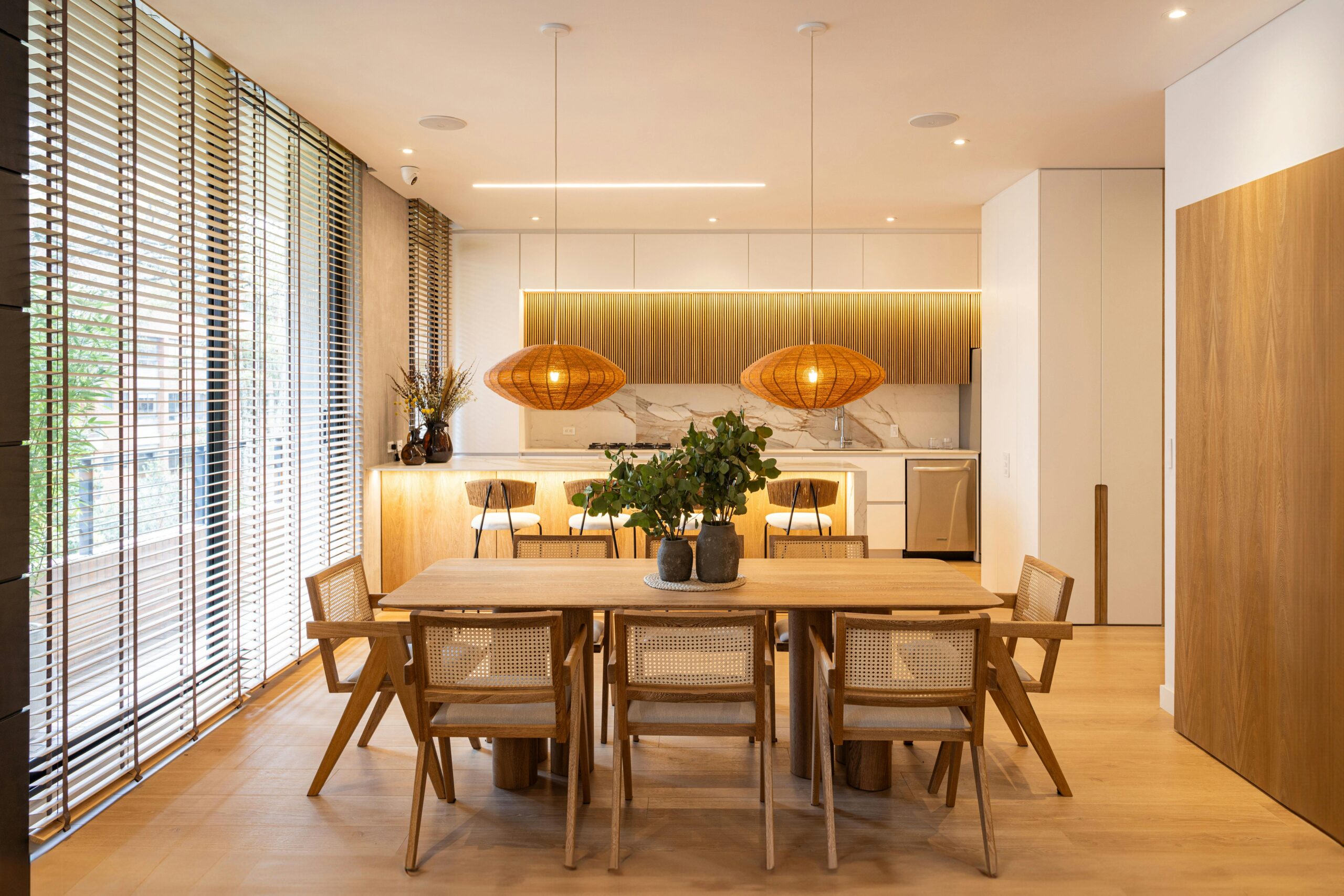 venetian blinds in kitchen